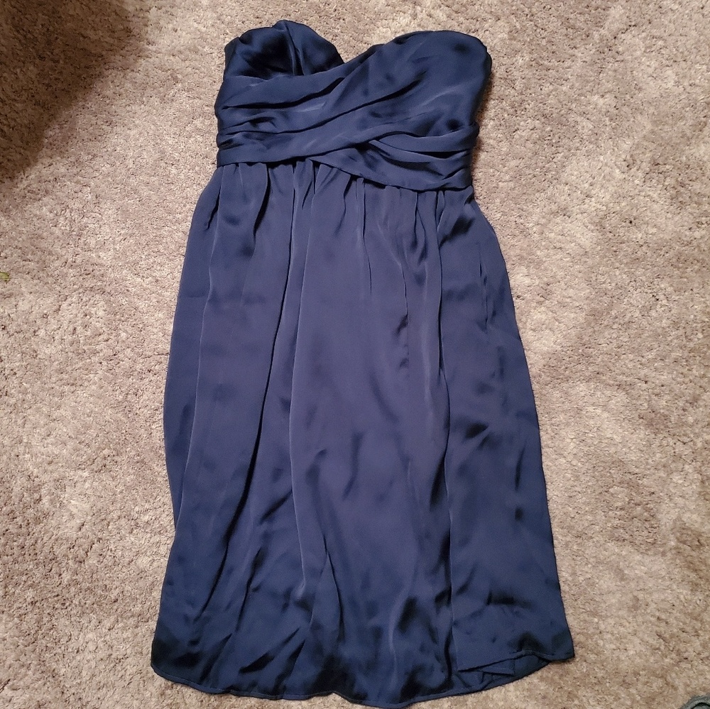 Navy blue strapless dress